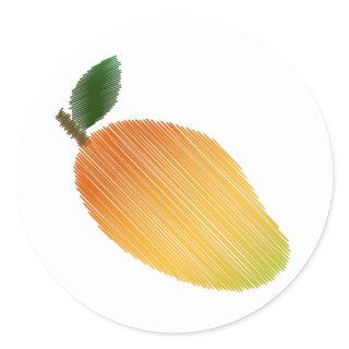 Stitched mango design classic round sticker