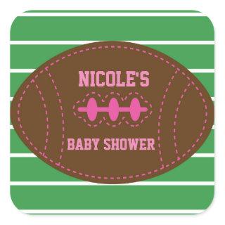 Stitched PINK Football Baby Shower Party Sticker