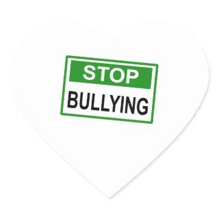 Stop Bullying Sign green Heart Sticker