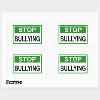 Stop Bullying Sign green Rectangular Sticker