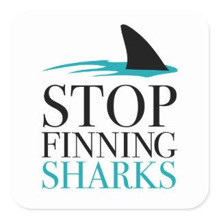 STOP FINNING SHARKS SQUARE STICKER