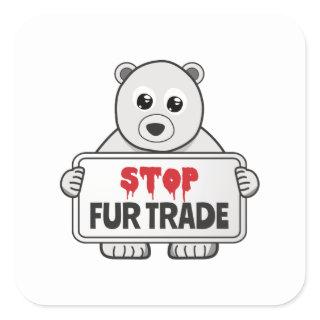 Stop Fur Trade Sad Polar Bear Square Sticker