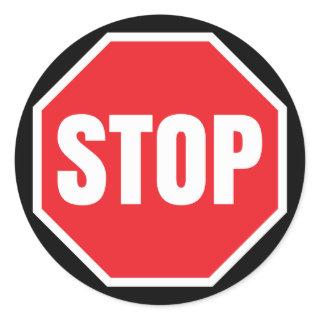 stop traffic sign classic round sticker