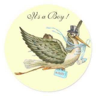 STORK BABY SHOWER CLASSIC ROUND STICKER