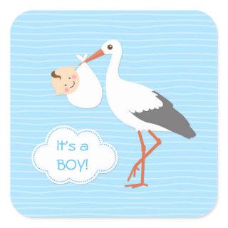 Stork carrying cute baby boy You Sticker
