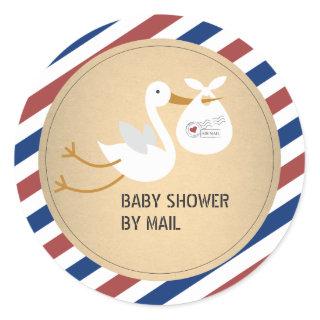 Stork Unisex Baby Shower By Mail Classic Round Sticker
