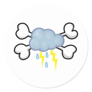 storm cloud Skull and Crossbones Classic Round Sticker