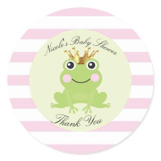 Storybook Fairy Tale Frog Prince Baby Shower Pink Classic Round Sticker