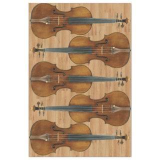 Stradivari Violin Quintet on Wood Panel Effect Tissue Paper