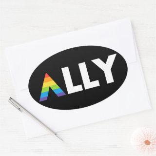 Straight Ally LGBTQ Rainbow LGBT Oval Sticker
