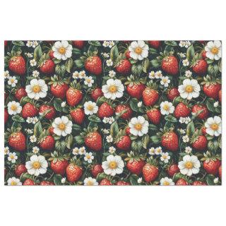 Strawberries and Blossoms Pattern Decoupage Tissue Paper