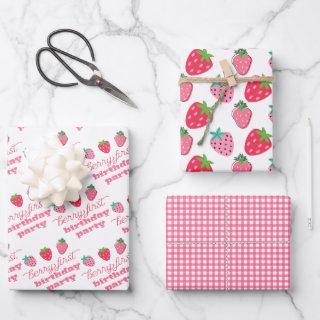 Strawberries Berry First Birthday Party Pink | Red  Sheets
