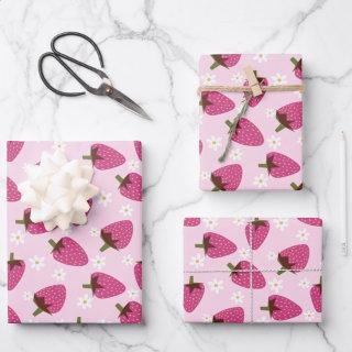 Strawberries Daisies Floral Pattern Girly Pink  Sheets
