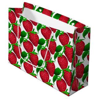 Strawberries on White Background Pattern   Large Gift Bag