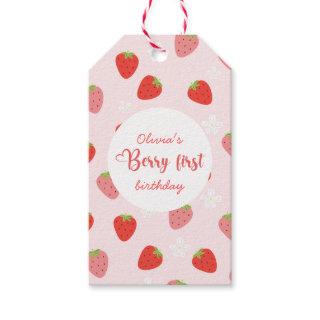 Strawberry 1st Birthday Party Berry First  Gift Tags