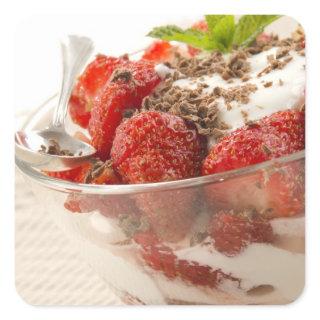 Strawberry Dessert With Fresh Yogurt Square Sticker