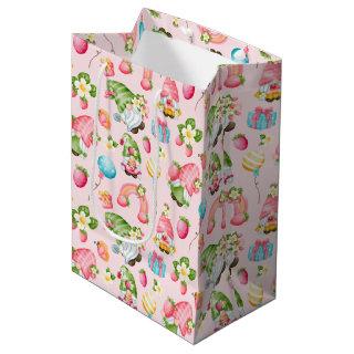 Strawberry Gnome Garden Little Girl's Birthday Medium Gift Bag