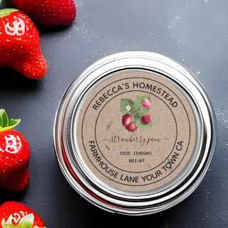 Strawberry  Jam Kraft Paper Canning Jar Labels