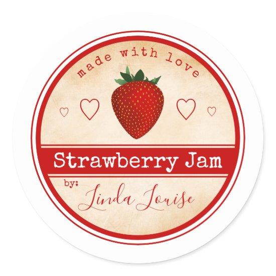 strawberry jam labels classic round sticker
