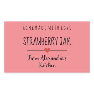 Strawberry jam pink homemade with love  rectangular sticker
