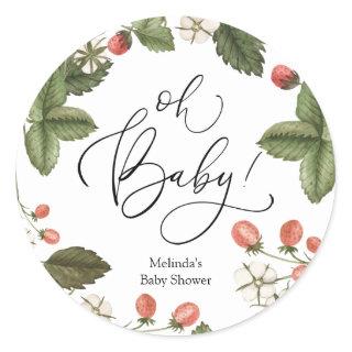 Strawberry Oh Baby Favor Classic Round Sticker