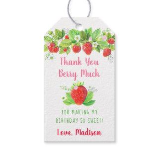 Strawberry Pink Floral Birthday Gift Tags
