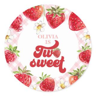 Strawberry Two Sweet 2nd Birthday Classic Round Sticker