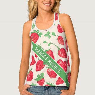 Strawberry Watercolor Colorful Pattern Tank Top