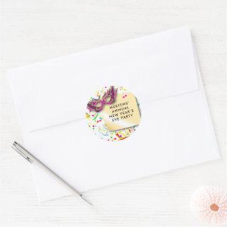 Streamers & Confetti New Year’s Eve Party Classic Round Sticker