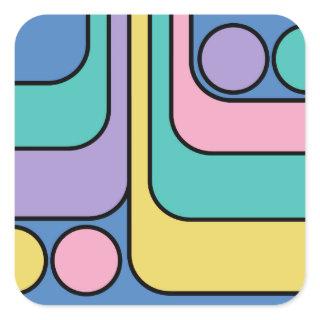 Streamline Moderne Retro Style Geometric Design Square Sticker
