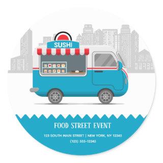 Street truck food sushi classic round sticker