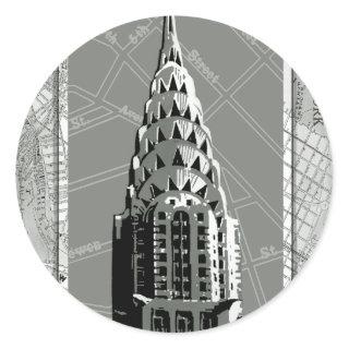 Streets of New York with Empire State Building Classic Round Sticker