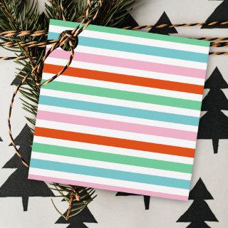 Stripe Pattern | Modern Colorful Christmas Cheer Favor Tags