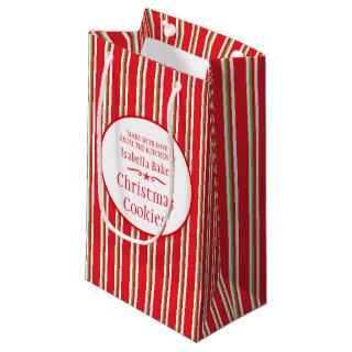 Striped red green cookie swap / baking gift bags