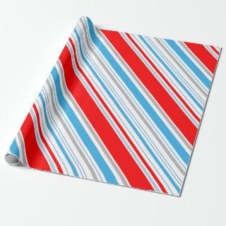 Striped Red Silver Blue Candy Cane