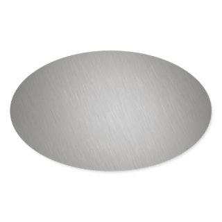 Striped Silver Brushed Aluminum Oval Sticker
