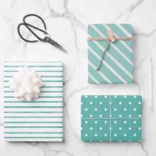 Stripes and dots sea foam green summer  sheets