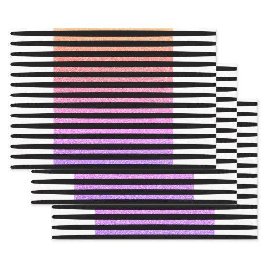 Stripes Pattern Multicolor Black White Pink Purple  Sheets