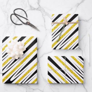 Stripes Pattern Multicolor Gold Glitter Artsy Cool  Sheets