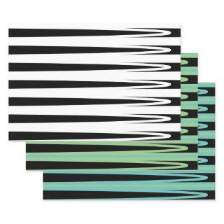 Stripes Pattern Teal Green Black White Multicolor   Sheets