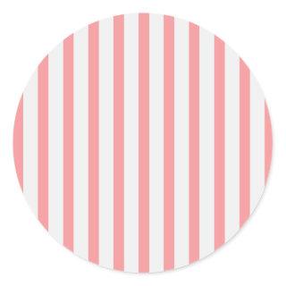 Stripes Pink & White Classic Round Sticker