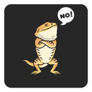 Stubborn Bearded Dragon Pogona Reptile Lizard Square Sticker