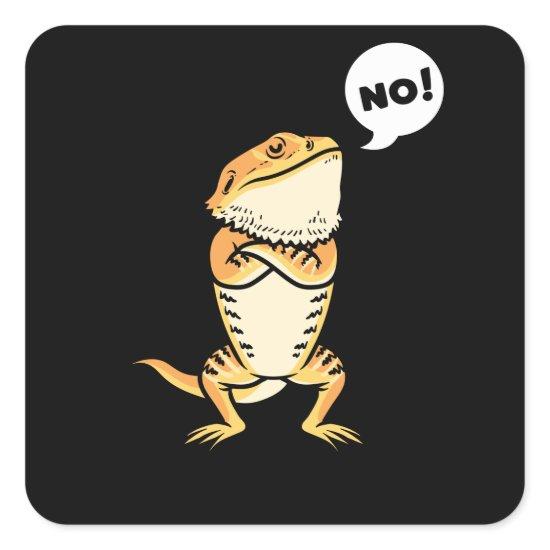 Stubborn Bearded Dragon Pogona Reptile Lizard Square Sticker