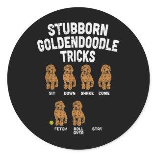 Stubborn Goldendoodle Tricks Funny Dog Trainer Mom Classic Round Sticker