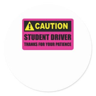 Student Driver Please Be Patient Classic Round Sticker