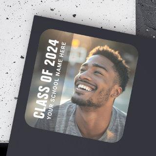 Student graduation modern dark overlay photo square sticker