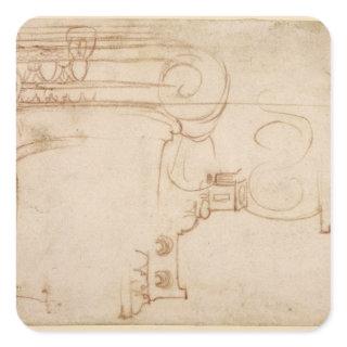 Study of an Ionic capital Square Sticker