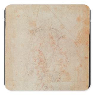 Study of two male figures square sticker