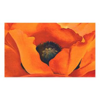 Stunning Georgia O'Keefe Red Poppy Flower Rectangular Sticker