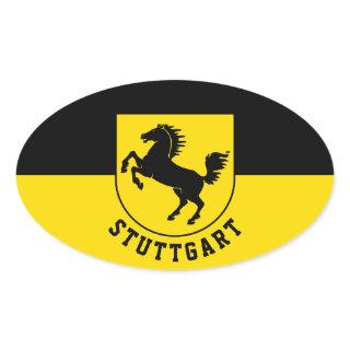 Stuttgart Flag (Germany) Oval Sticker